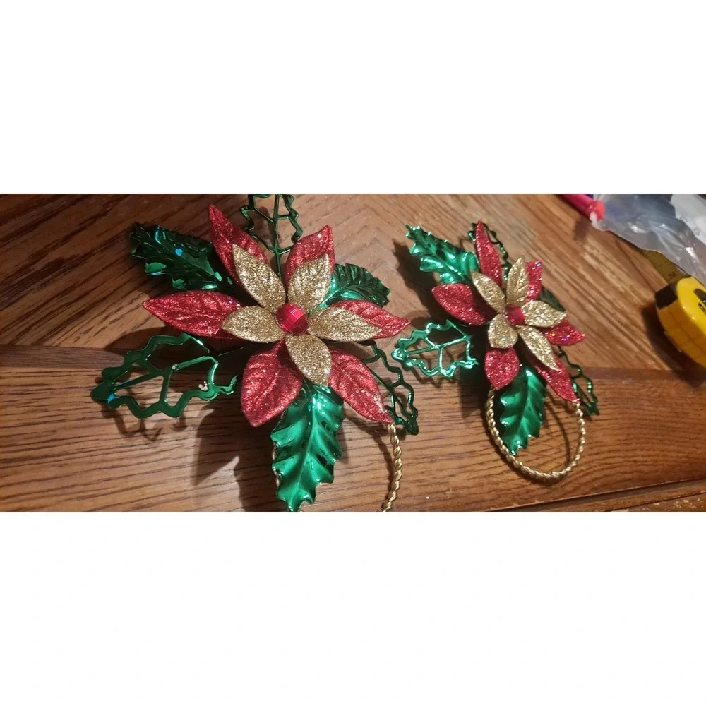 2‎ Beautiful Poinsettia Napkin Rings Christmas